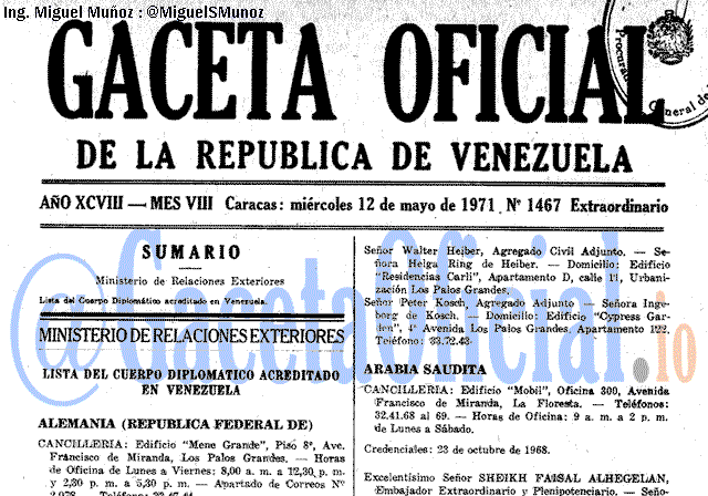 Gaceta Oficial 1467 del 12 Mayo 1971