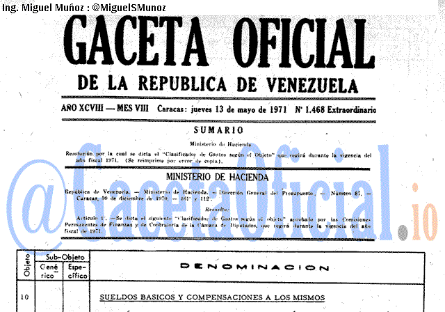 Gaceta Oficial 1468 del 13 Mayo 1971