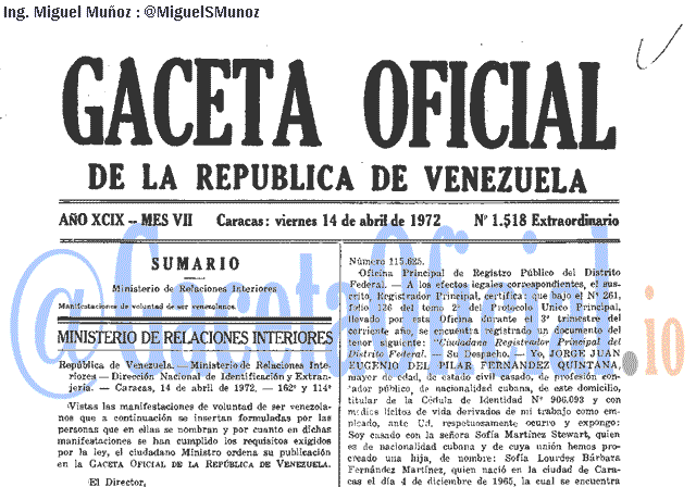 Gaceta Oficial 1518 del 14 Abril 1972