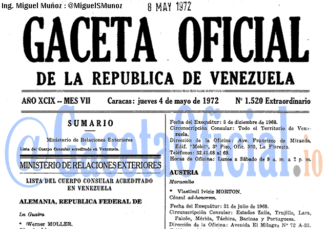 Gaceta Oficial 1520 del 4 Mayo 1972