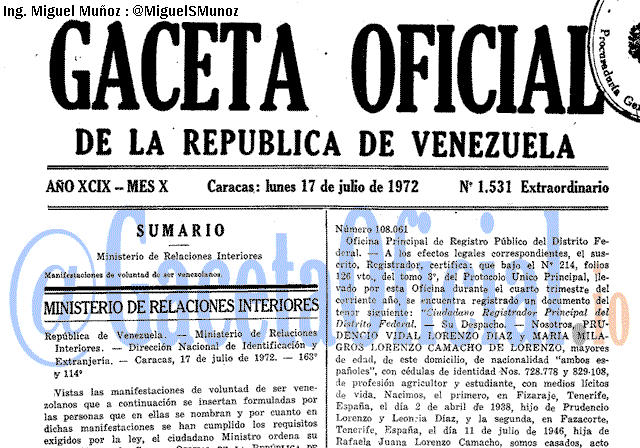 Gaceta Oficial 1531 del 17 Julio 1972