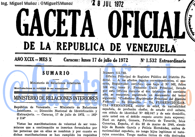 Gaceta Oficial 1532 del 17 Julio 1972