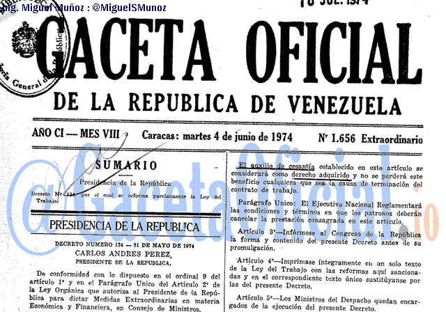 Gaceta Oficial 1656 del 4 Junio 1974