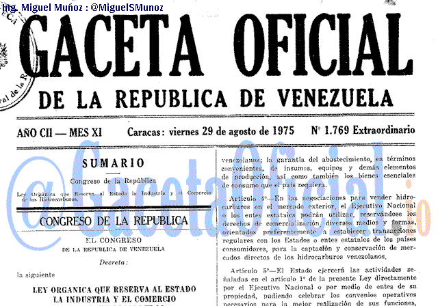 Gaceta Oficial 1769 del 29 Agosto 1975