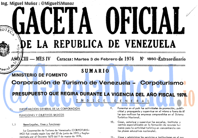 Gaceta Oficial 1850 del 3 Febrero 1976