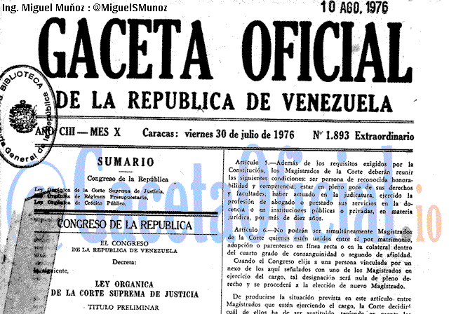 Gaceta Oficial 1893 del 30 Julio 1976