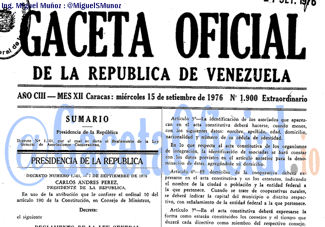 Gaceta Oficial 1900 del 15 Septiembre 1976