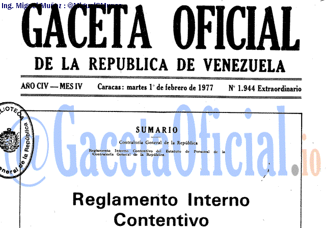 Gaceta Oficial 1944 del 1 Febrero 1977