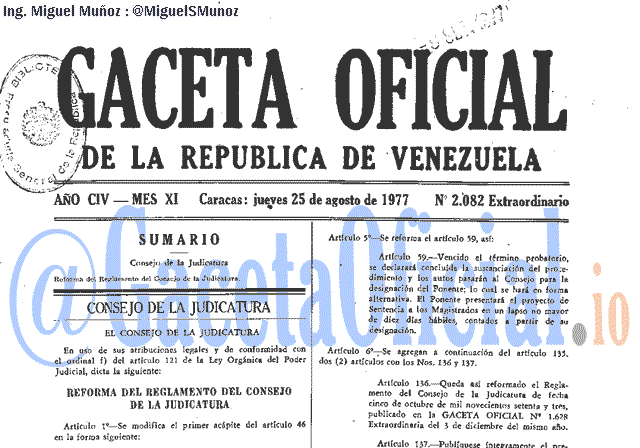 Gaceta Oficial 2082 del 25 Agosto 1977