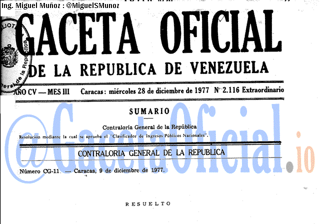 Gaceta Oficial 2116 del 28 Diciembre 1977