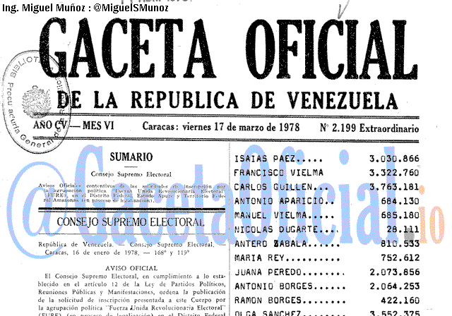 Gaceta Oficial 2199 del 17 Marzo 1978