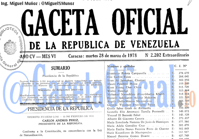 Gaceta Oficial 2202 del 28 Marzo 1978