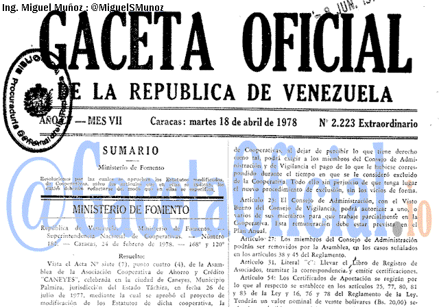 Gaceta Oficial 2223 del 18 Abril 1978