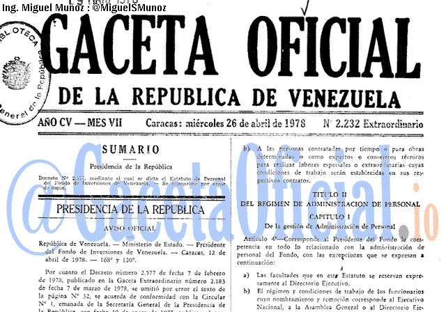 Gaceta Oficial 2232 del 26 Abril 1978