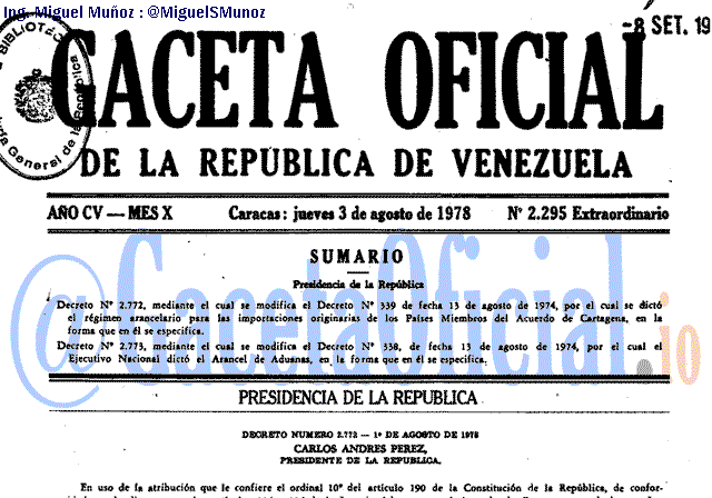 Gaceta Oficial 2295 del 3 Agosto 1978