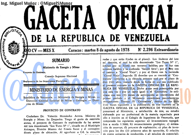 Gaceta Oficial 2296 del 8 Agosto 1978