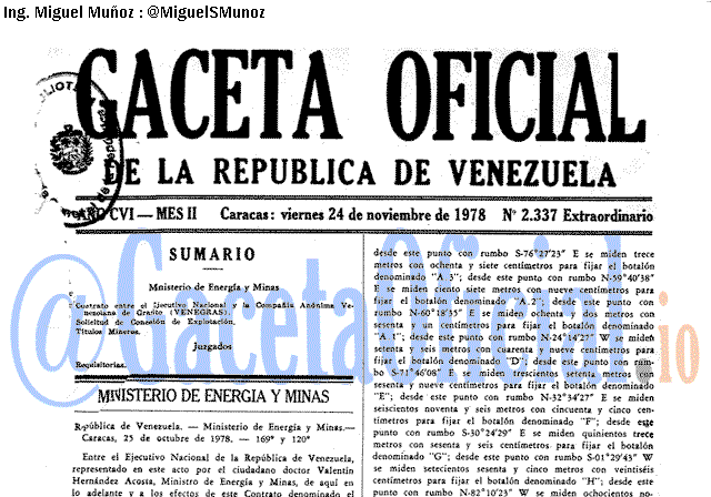 Gaceta Oficial 2337 del 24 Noviembre 1978