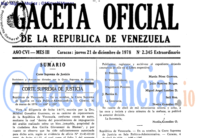 Gaceta Oficial 2345 del 21 Diciembre 1978