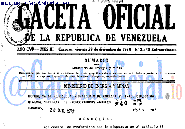 Gaceta Oficial 2348 del 29 Diciembre 1978
