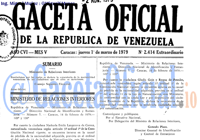 Gaceta Oficial 2414 del 1 Marzo 1979