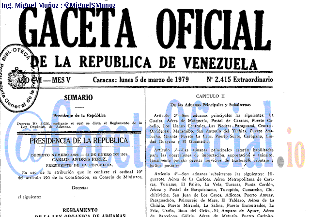 Gaceta Oficial 2415 del 5 Marzo 1979