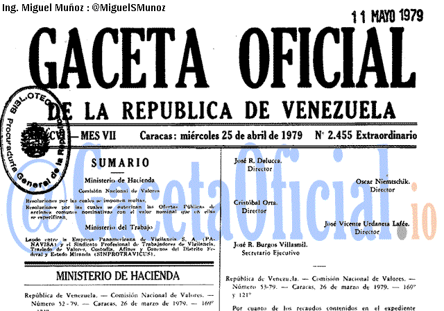 Gaceta Oficial 2455 del 25 Abril 1979