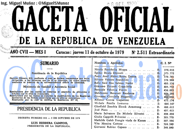 Gaceta Oficial 2511 del 11 Octubre 1979