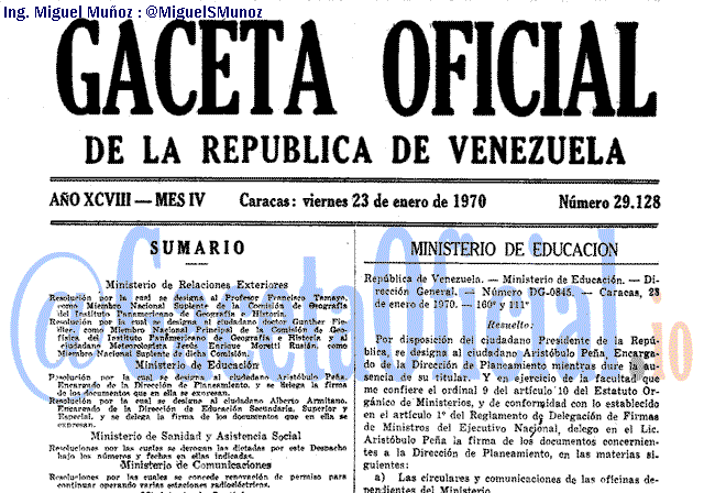Gaceta Oficial 29128 del 23 Enero 1970