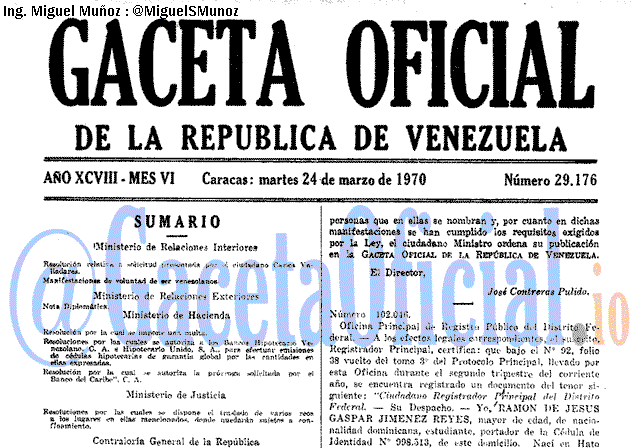 Gaceta Oficial 29176 del 24 Marzo 1970