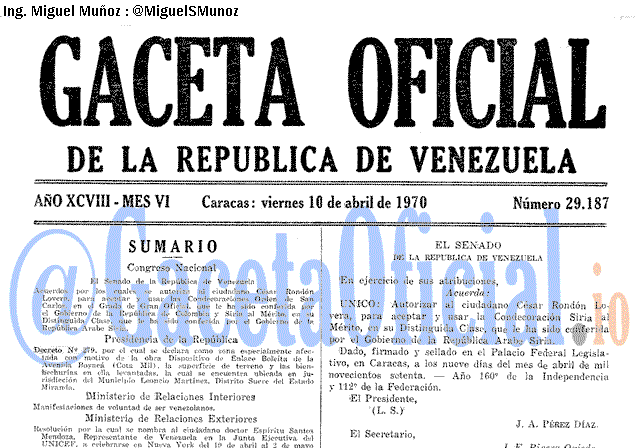 Gaceta Oficial 29187 del 10 Abril 1970
