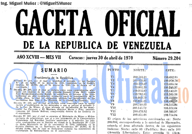 Gaceta Oficial 29204 del 30 Abril 1970