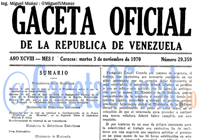 Gaceta Oficial 29359 del 3 Noviembre 1970