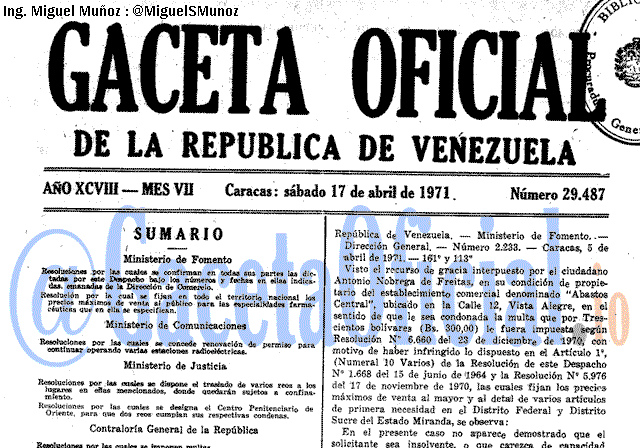 Gaceta Oficial 29487 del 17 Abril 1971