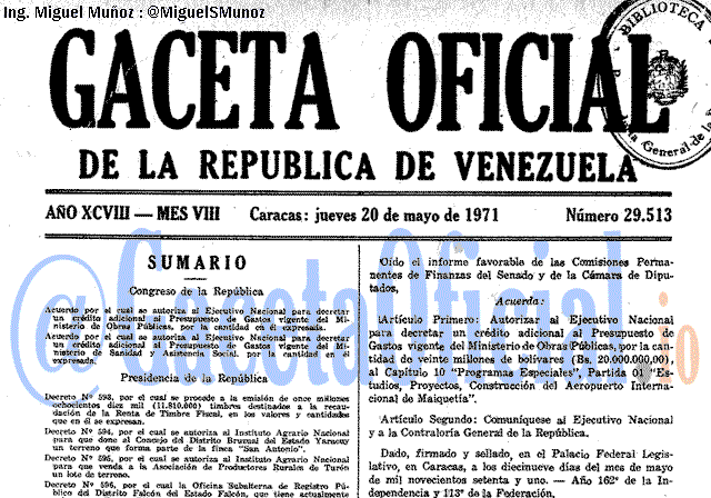 Gaceta Oficial 29513 del 20 Mayo 1971