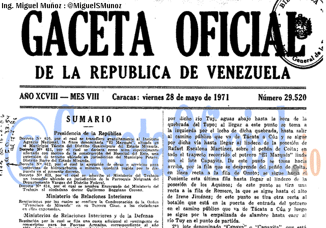 Gaceta Oficial 29520 del 28 Mayo 1971