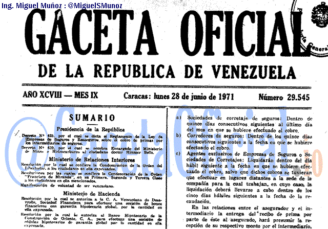 Gaceta Oficial 29545 del 28 Junio 1971