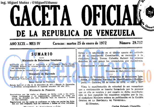 Gaceta Oficial 29717 del 25 Enero 1972