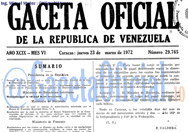 Gaceta Oficial 29765 del 23 Marzo 1972