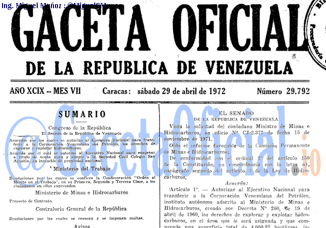 Gaceta Oficial 29792 del 29 Abril 1972