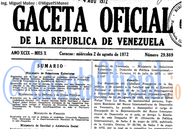 Gaceta Oficial 29869 del 2 Agosto 1972