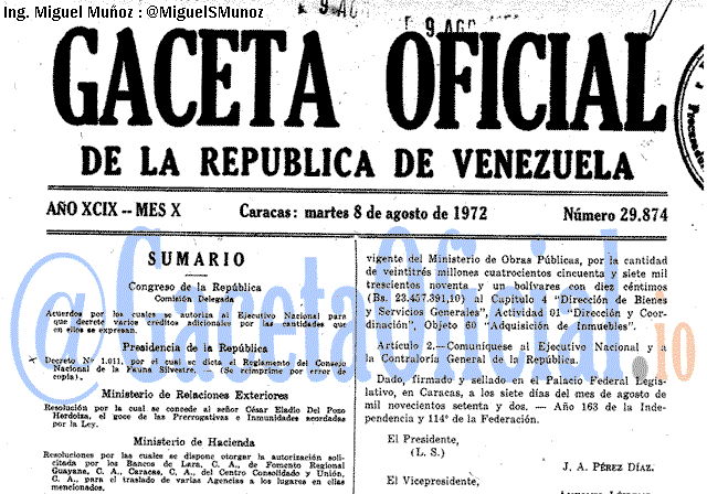 Gaceta Oficial 29874 del 8 Agosto 1972