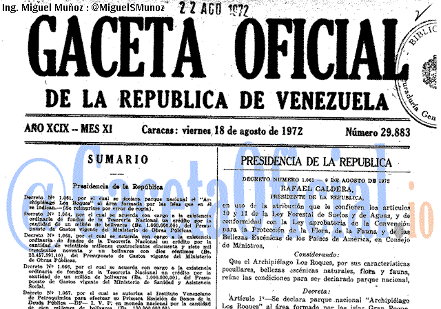 Gaceta Oficial 29883 del 18 Agosto 1972