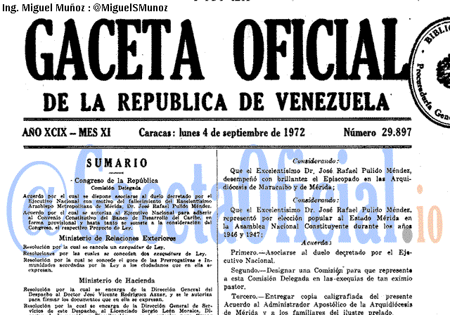 Gaceta Oficial 29897 del 4 Septiembre 1972