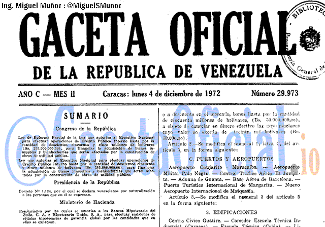 Gaceta Oficial 29973 del 4 Diciembre 1972