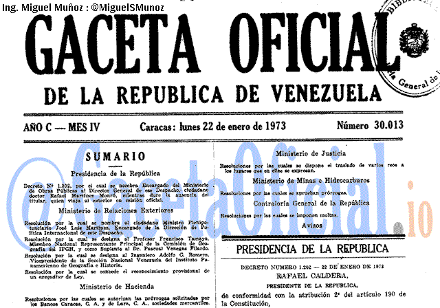 Gaceta Oficial 30013 del 22 Enero 1973