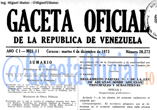 Gaceta Oficial 30272 del 4 Diciembre 1973