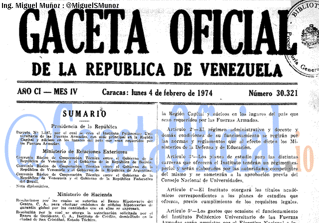 Gaceta Oficial 30321 del 4 Febrero 1974