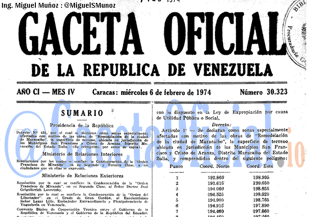 Gaceta Oficial 30323 del 6 Febrero 1974