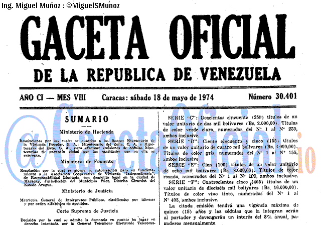 Gaceta Oficial 30401 del 18 Mayo 1974
