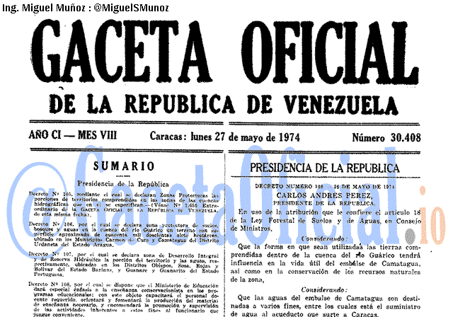 Gaceta Oficial 30408 del 27 Mayo 1974